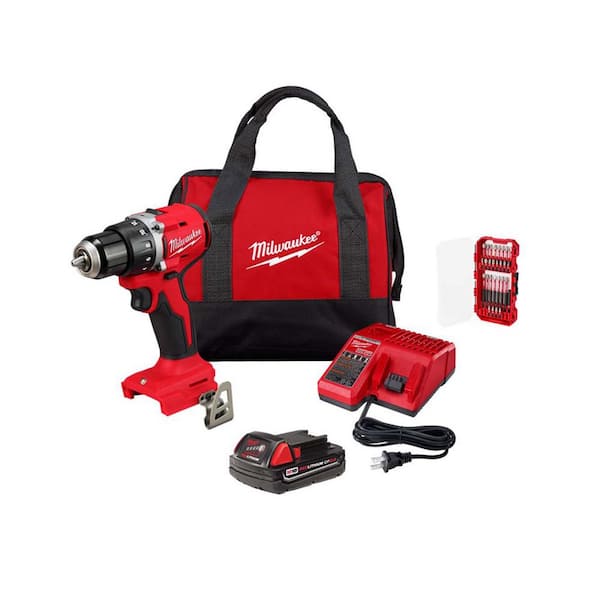 M18 18-Volt Lithium Ion Brushless Cordless 1/2 in. Compact Drill/Driver Combo Kit with SHOCKWAVE 28-Pc Impact Set