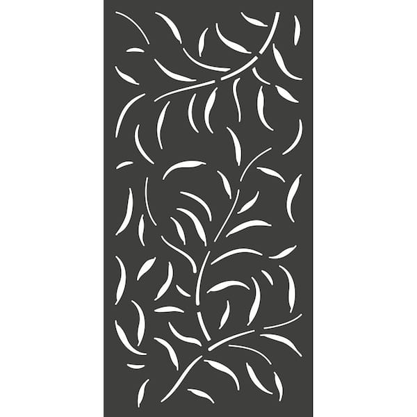 Modinex 6 ft. x 3 ft. Charcoal Gray Composite Decorative Fence Panel Featured in Acacia Design