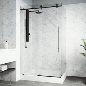 Elan E-Class 36 in. L x 48 in. W x 82 in. H Frameless Sliding Shower Enclosure Kit in Matte Black with Clear Glass