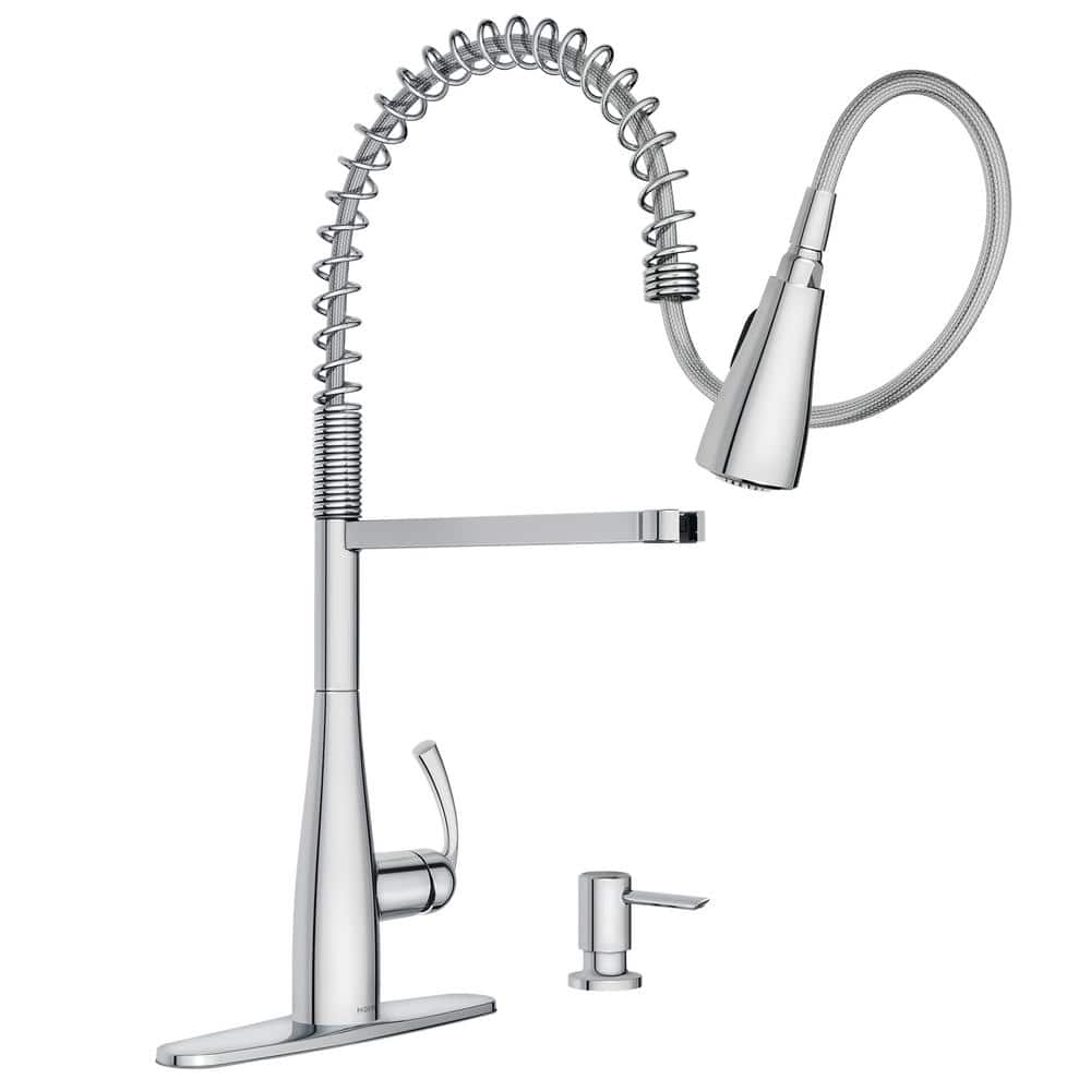 Essie Chrome High Arc Pull-Down Kitchen Faucet with Soap Dispenser