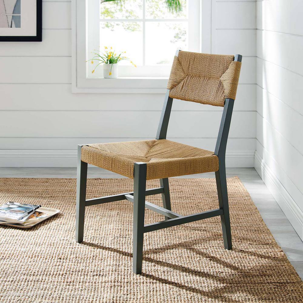 Bodie Coastal Farmhouse Light Gray Cane and Wood Side Chair
