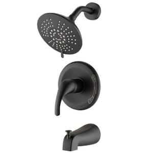 Easy to Install Single Handle 5-Spray Shower Faucet 2.2 GPM with Pressure Balance in Matte Black
