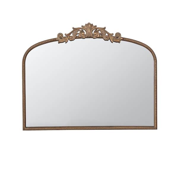 Tatahance 40 in. W x 31 in. H Arch Gold Metal Frame Baroque Inspired Wall Decor Mirror