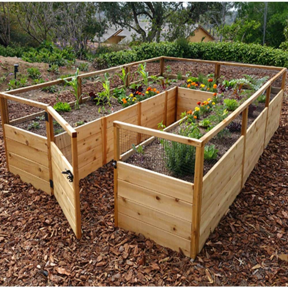 12 ft Cedar Raised Garden Bed with Wire Mesh