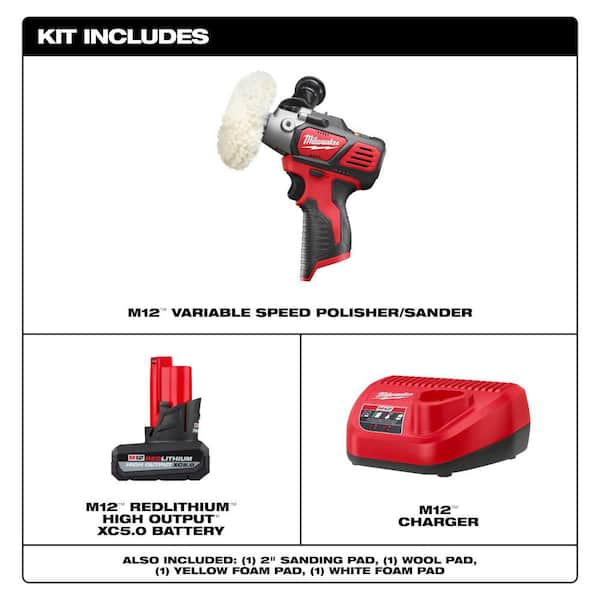 M12 12V Lithium-Ion Cordless Variable Speed Polisher/Sander with HIGH OUTPUT XC5. 0 Starter Kit