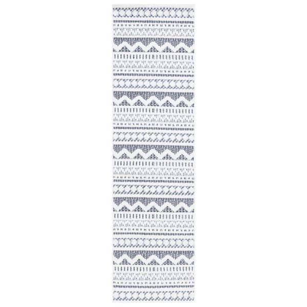 Alamo 2 ft. x 8 ft. Charcoal/Ivory Chevron Geometric Runner Rug