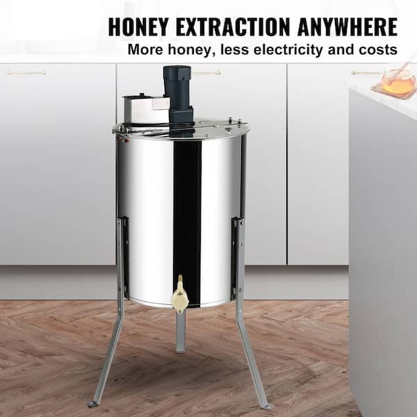 Electric Honey Extractor, 4/8 Frames Stainless Steel Spinner for Beekeeping, Height Adjustable Stand