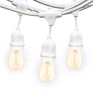 Ambience Pro White 15-Light 48 ft. Outdoor Plug-in 2W 2700k LED S14 Hanging Edison Bulb String-Light