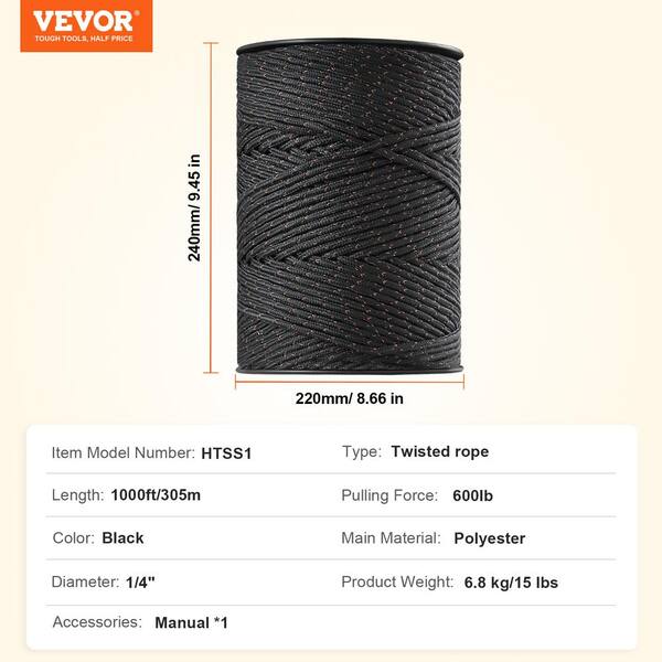 VEVOR Electric Fence Wire, 1000 ft. 305 M Portable Polypier, 1/4 in. Dia 2 Copper Strands for Reliable Conductivity