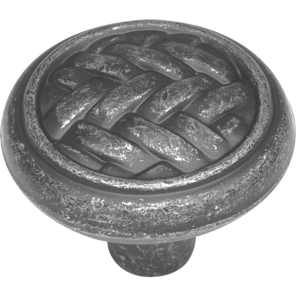 Pewter Round Mushroom Cabinet Knob with Mounting Hardware