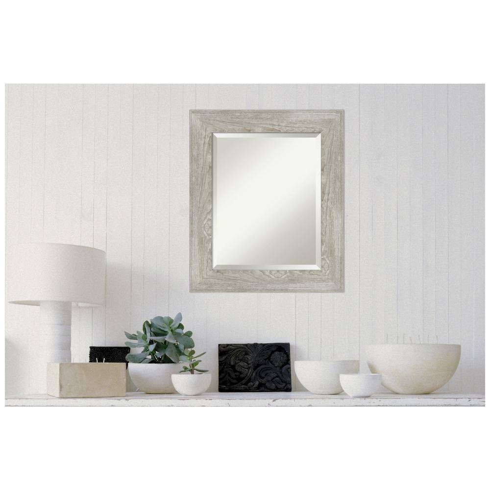 Dove Greywash Rustic Woodgrain 22" x 26" Bathroom Vanity Mirror