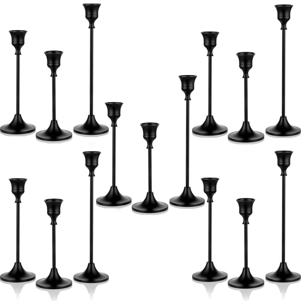 Cubilan Black Metal Candle Holders Set Of 5 391253993 The Home Depot