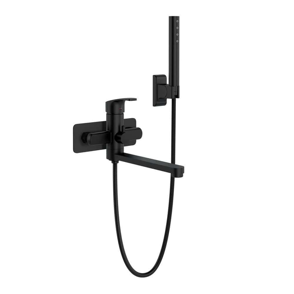 Pulse Showerspas Niagara Wall Mounted Tub Filler In Matte Black 3030