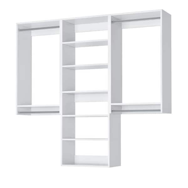 Vista Collection 70.5 in. W White Classic Closet Kit Wall Mounted 11-Shelf Wood Closet System