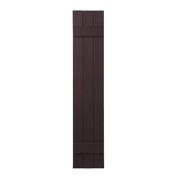 Ply Gem 11 in. x 47 in. Polypropylene Plastic 3-Board Closed Board and Batten Shutters Pair in Winestone