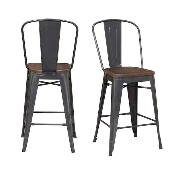 Picket House Furnishings Logan Gray/Brown Bar Stool Set