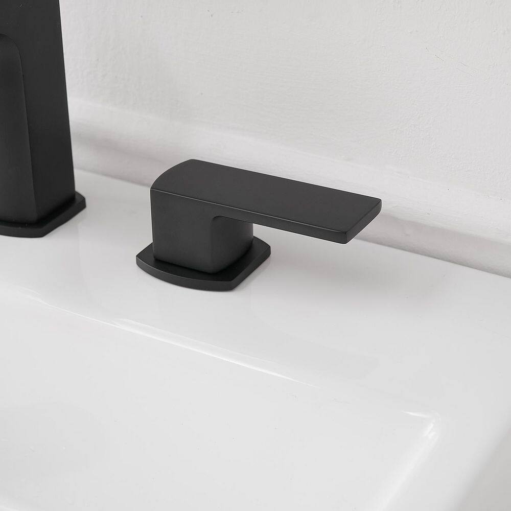 Matte Black Stainless Steel Waterfall Double-Handle Faucet Set