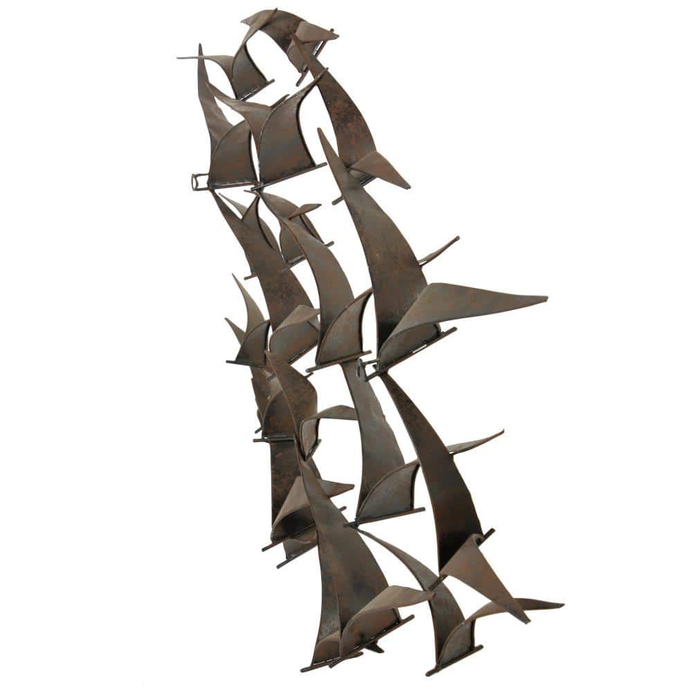 Black Metal Flying Flock of Birds Wall Sculpture