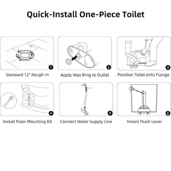 Satin Silver One Piece Toilet Ceramic Elongated Toilet Bowl with Rounded Base, Soft-Close Seat & 1.28 GPF Single Flush