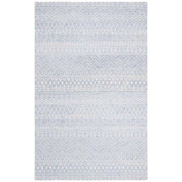 SAFAVIEH Micro-Loop Aqua/Ivory 5 ft. x 8 ft. Geometric Area Rug