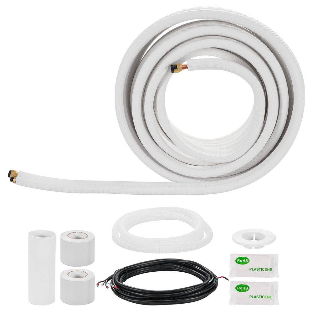 1/4in. & 3/8in. OD AC Copper Tubing Pipe, 50ft. Mini Split Line Set 3/8 White PE Thickened Insulated Coil w/ Flared Nuts price history on PriceWatchPro