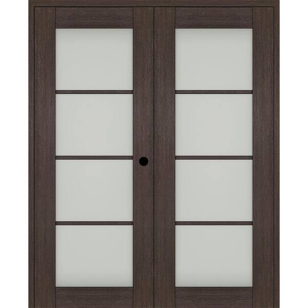 Belldinni Vona 72 in. x 83,25 in. Left Hand Active 4-Lite Frosted Glass Veralinga Oak Wood Composite Double Prehung French Door