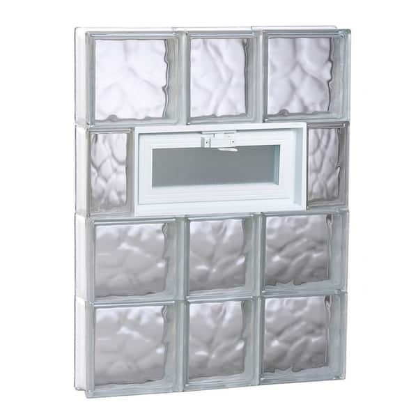 Clearly Secure 21.25 in. x 31 in. x 3.125 in. Frameless Wave Pattern Vented Glass Block Window