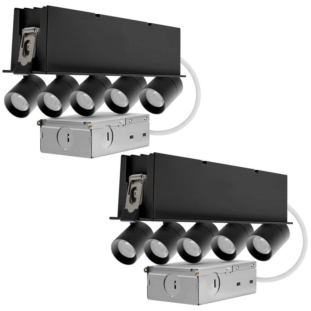 9 In. 5-Head Integrated LED Adjustable Recessed Light, 5CCT, CRI90, 15W, 1000LM 355° & 80° Tilt, Dimmable, Black 2 Pack price history on PriceWatchPro