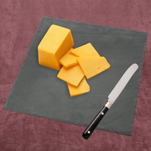 Natural Slate Black Stone 12 in. x 12 in. Square Serving Board Cheese Platter Hot Pan Trivet