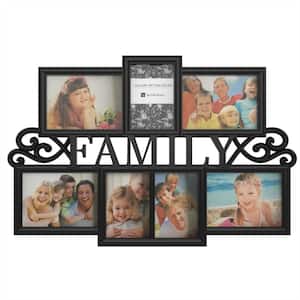 7-Opening 4 in. x 6 in. and 5 in. x 7 in. Family Black Picture Frame Collage