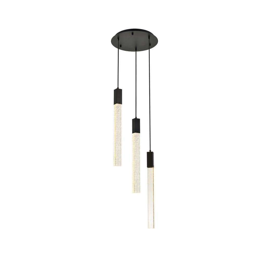Timeless Home 16 in. 3-Light Black Pendant Light