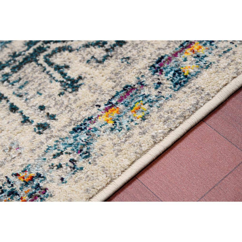 Uptown Bohemian Ivory & Yellow 8'10"x11'10" Synthetic Area Rug