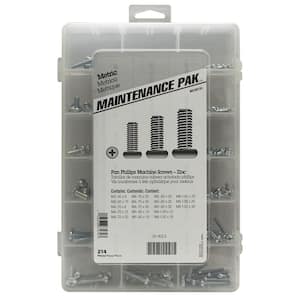 Zinc Metric Pan-Head Philips Drive Machine Screw Assorted Kit (214-Pack)