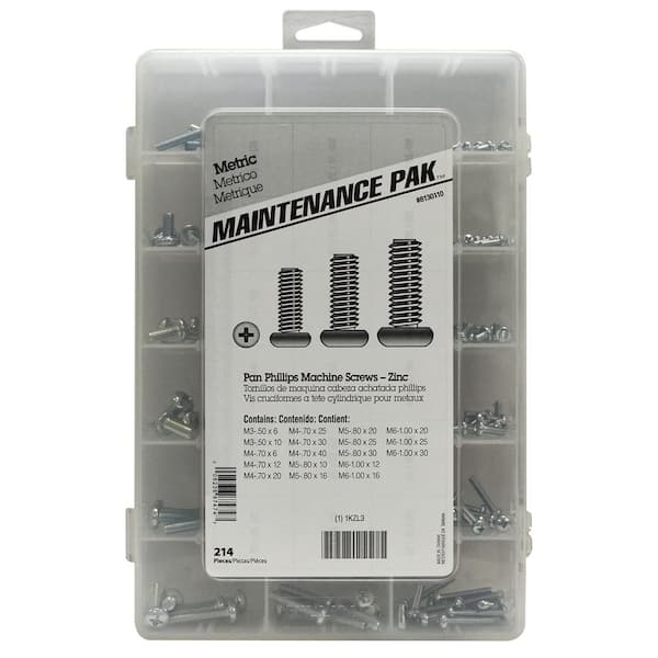 Hillman Zinc Metric Pan-Head Philips Drive Machine Screw Assorted Kit (214-Pack)