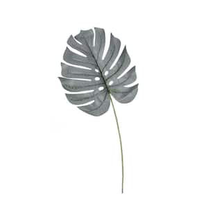 24 in. Frosted Green Artificial Philodendron Monstera Split Leaf Stem Plant Greenery Foliage Spray Branch (Set of 6)