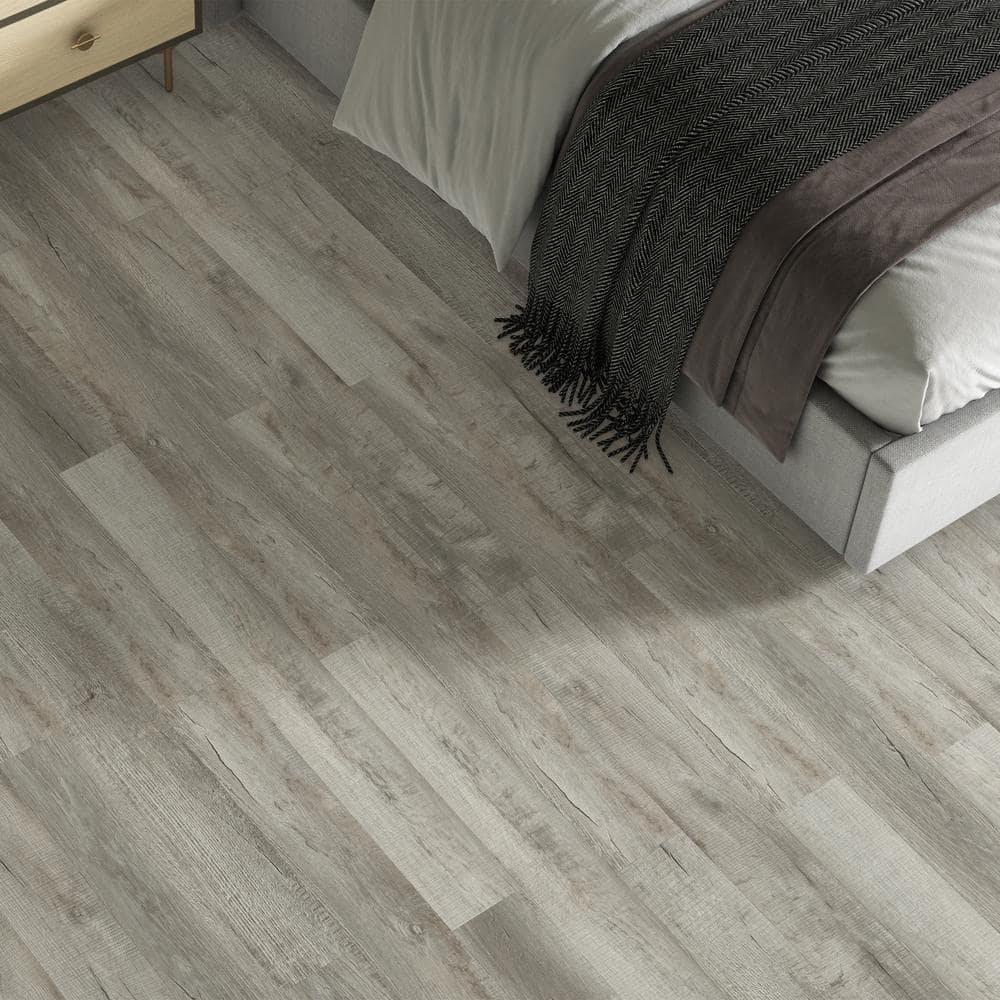 Medium Gray Oak Look Waterproof Vinyl Plank Flooring