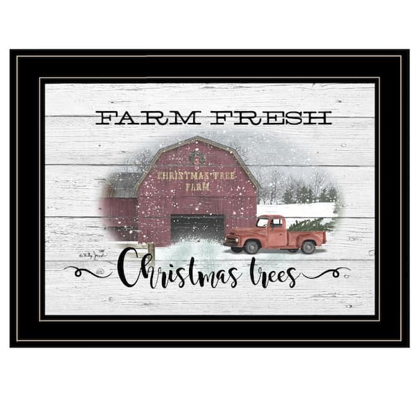 HomeRoots Charlie Farm Fresh Christmas Trees 1-Piece Framed Wall Art 15 in. x 19 in.