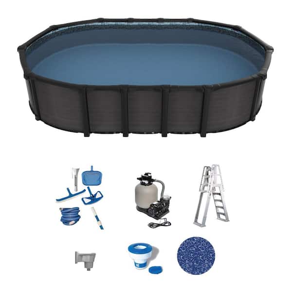 Bimini 12 ft. x 24 ft. Oval 52 in. deep Above Ground Hard Sided Standard Pool Package