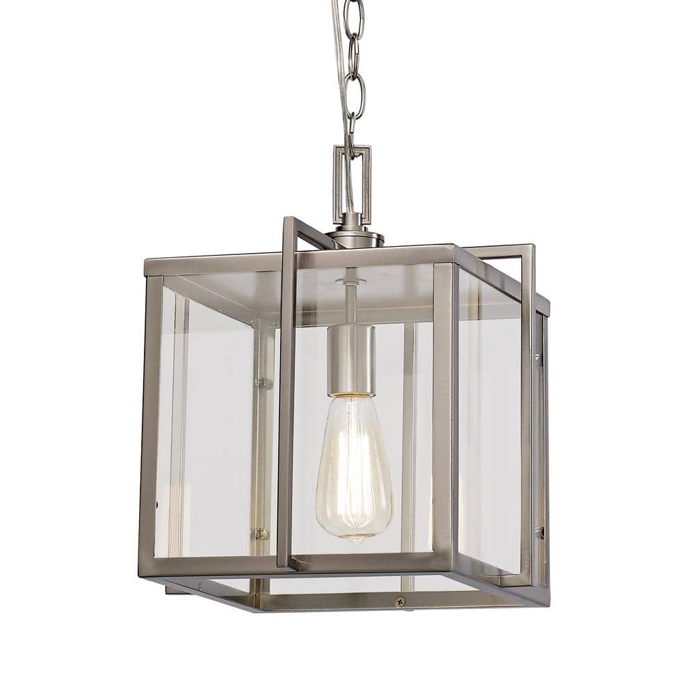 Eastwood II 10 in. 1-Light Brushed Nickel Mini Pendant Light Fixture with Clear Glass Shade price history on PriceWatchPro