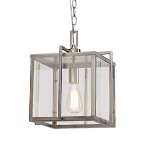 Eastwood II 10 in. 1-Light Brushed Nickel Mini Pendant with Clear Glass Shade