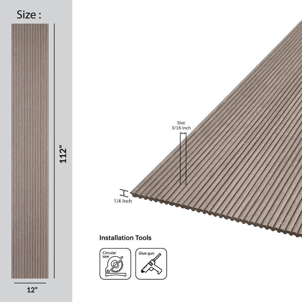 Ash Polystyrene 112" x 12" 3D Wood Slat Wall Panels