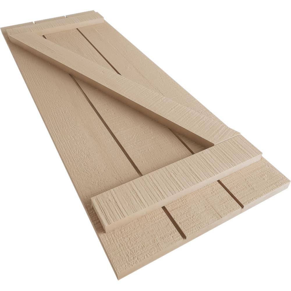 Rustic Tan Faux Wood Board-n-Batten Shutters, 90'' Height