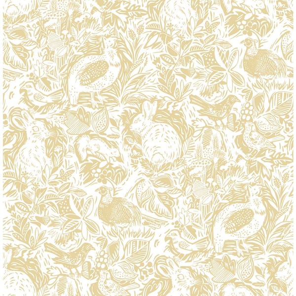 A-Street Prints Revival Mustard Fauna Mustard Wallpaper Sample