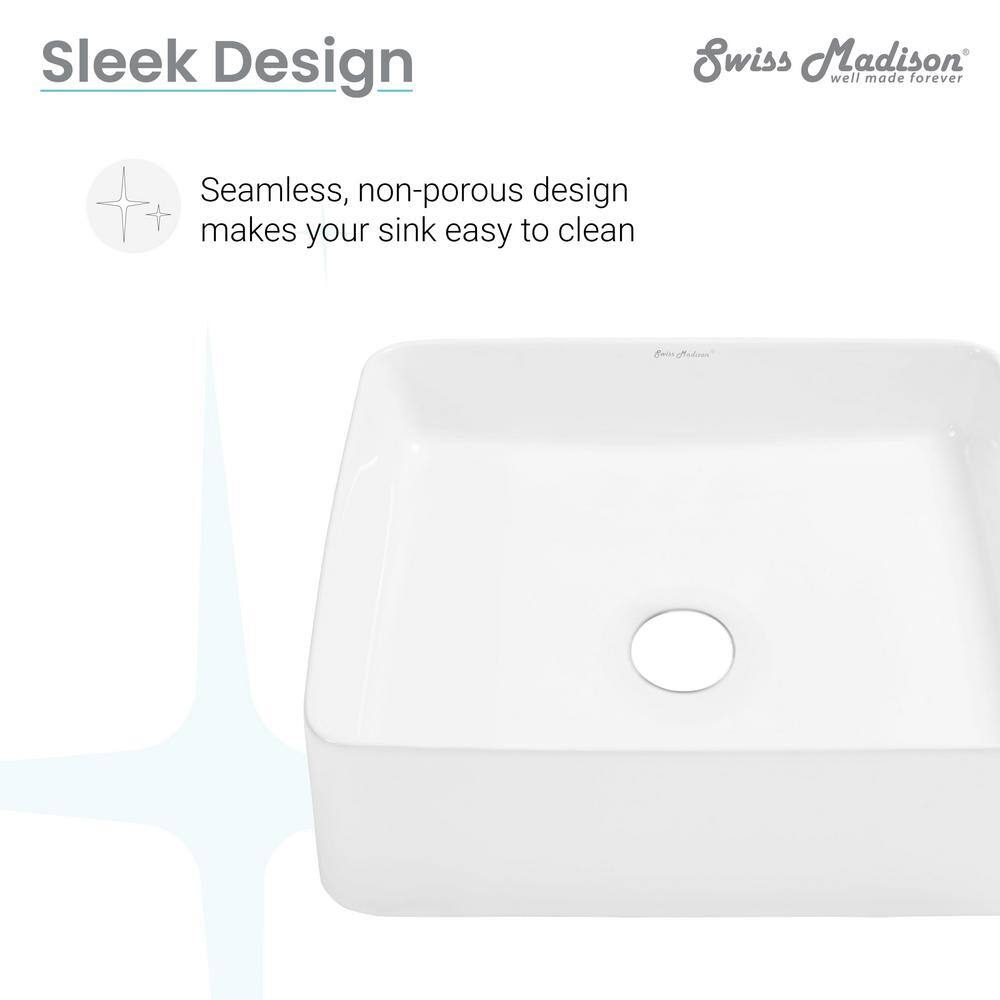 White Ceramic Square Above-Counter Vessel Sink