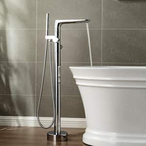 Beaumont Single-Handle Freestanding Floor Mount Tub Filler Faucet with Hand Shower in Chorme