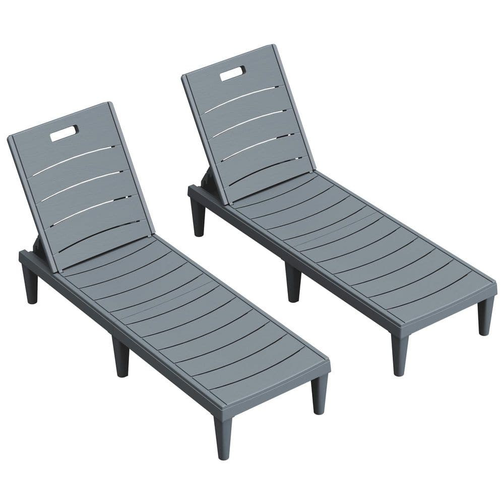 2-Pieces Plastic Outdoor Chaise Lounge Chairs with Adjustable Backrest, Gray price history on PriceWatchPro
