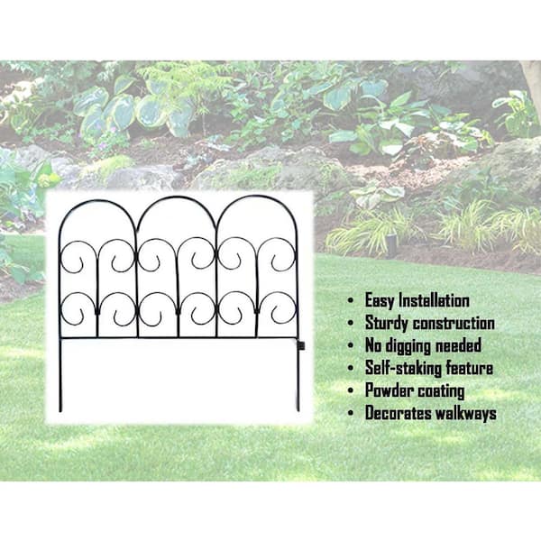 Vigoro Chelsea 16 in. H x 18 in. W Black Garden Fence 51039 - The