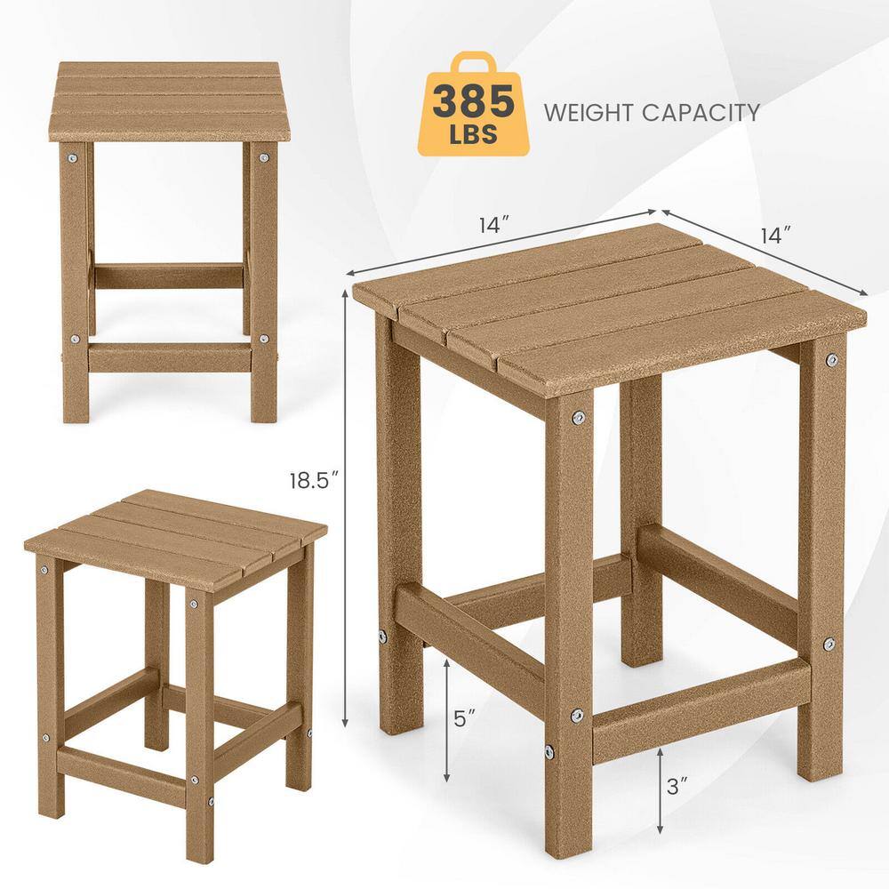 14'' Brown HDPE Weather-Resistant Adirondack Side Table