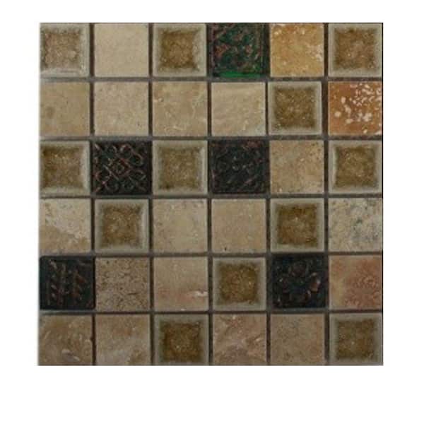 Ivy Hill Tile Roman Selection Side Saddle W Deco Glass Floor and Wall Tile - 6 in. x 6 in. Tile Sample