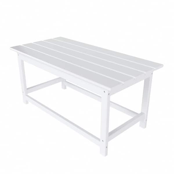 WESTIN OUTDOOR Laguna White Outdoor All Weather Fade Resistant HDPE Plastic Rectangle Patio Furniture Coffee Table